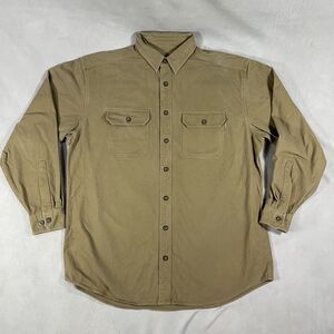 Woolrich Flannel Shirt Mens XLT Dark Wheat Cotton Button Front Long Sleeve 6460
